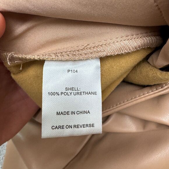 Alexia Admor Faux Leather Trouser Pants Women 9 Tan Camel Straight Leg High Rise - Picture 8 of 16